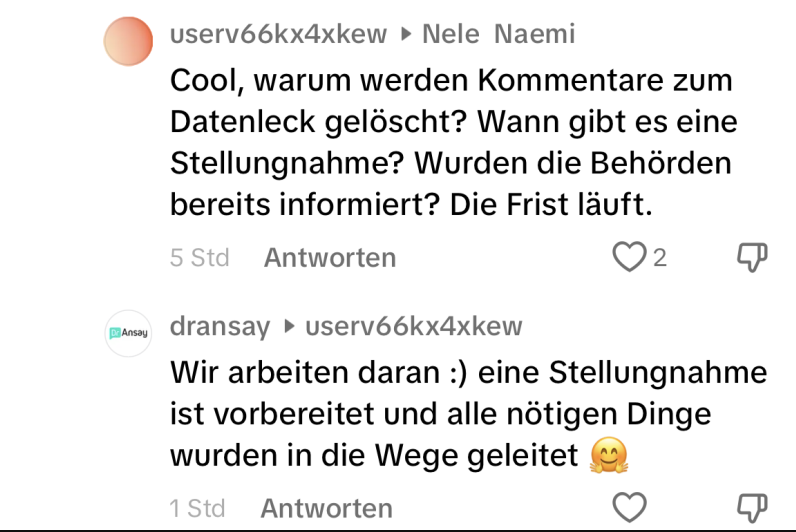 Dr Ansay TikTok Kommentar zum Daten Leak